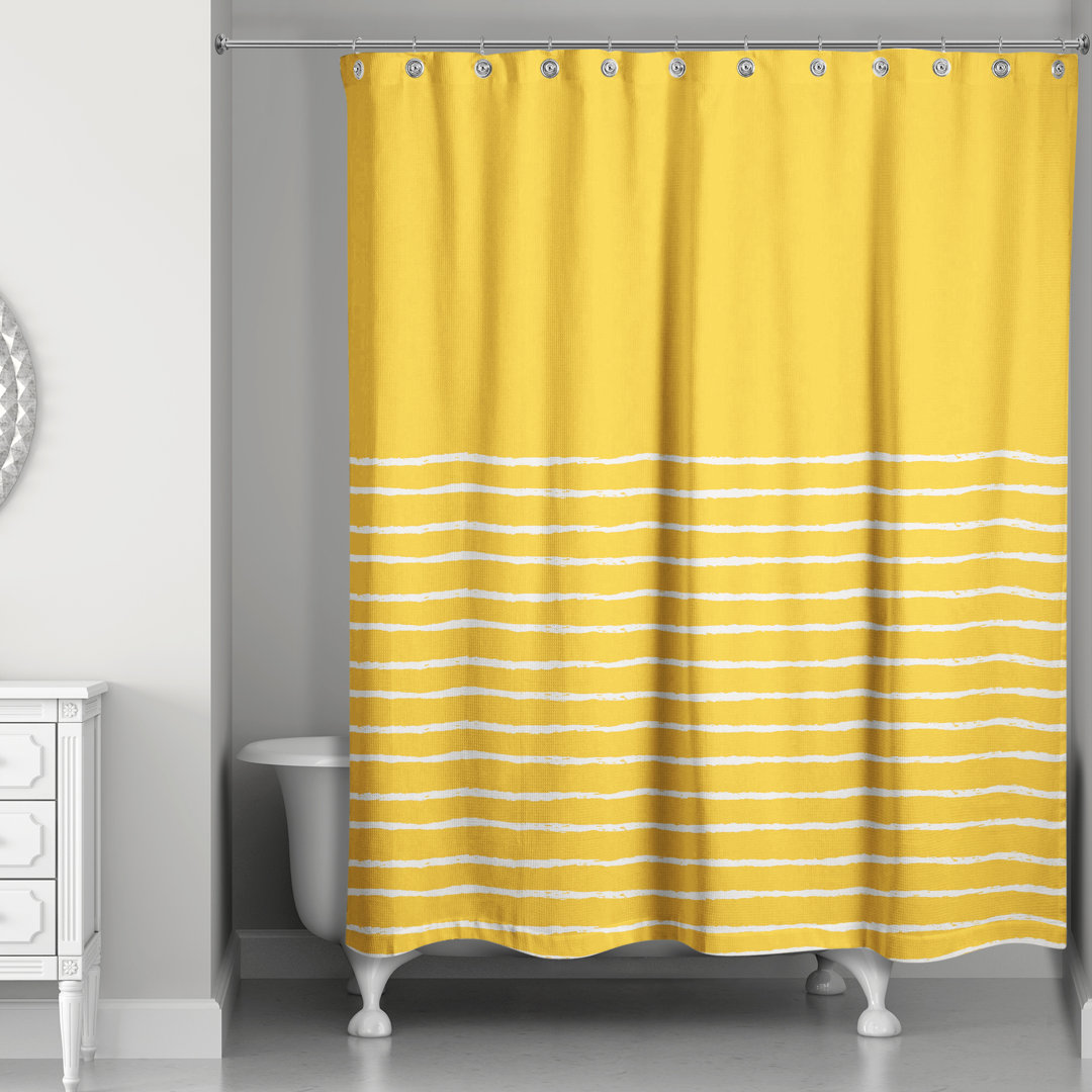 Basley Striped Shower Curtain Latitude Run® 