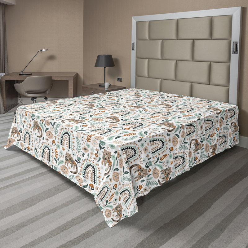 Drap-housse à motif arc-en-ciel Ambesonne, Drap plat pour très grand lit californien