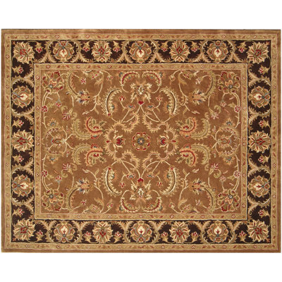 Hand Tufted Classic Design Persian Brown & Dark Brown Floral Wool Area Rug - 5'x8'