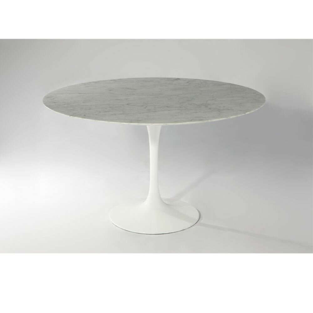 Orren Ellis Mclaurin Extendable Round Marble Top Metal Base Dining ...