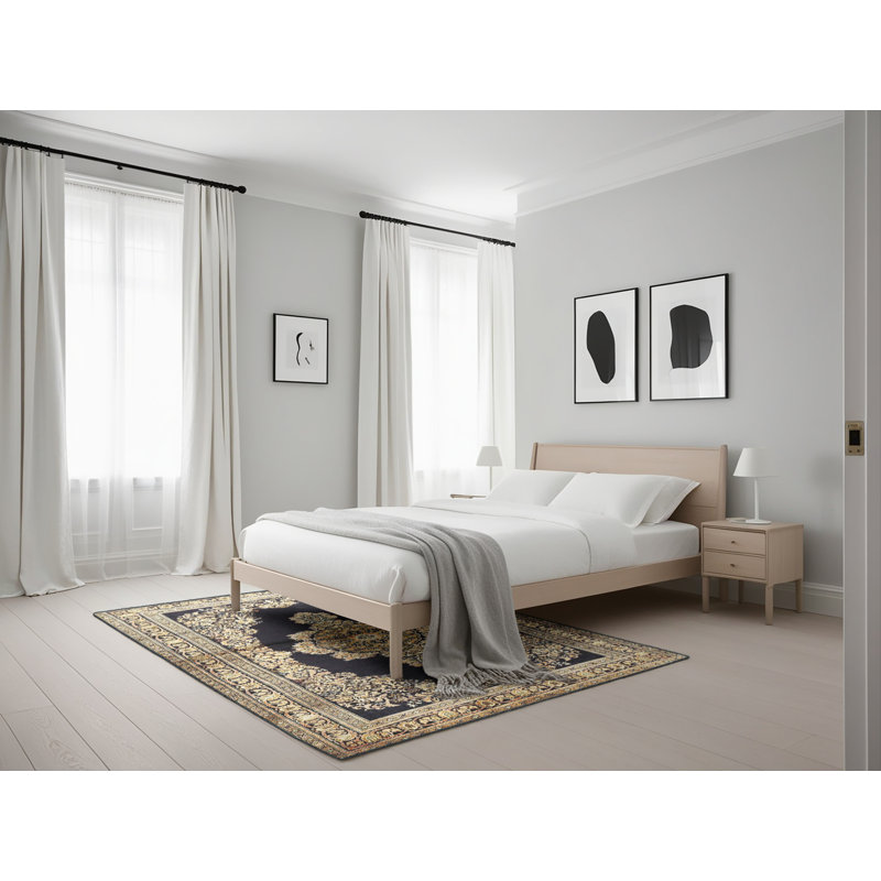 Tapis oriental noir / vert, Rectangle 5 pi x 7 pi