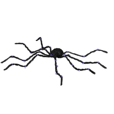 Décoration d'araignée d'Halloween lumineuse de 4 pi avec pattes lumineuses mauves pliables, accessoire d'araignée géante intérieure et extérieure à piles