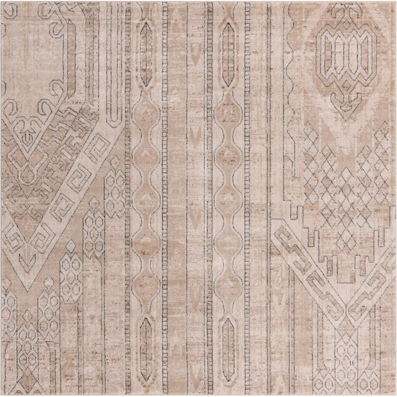 Tapis brun clair Jacklynn, Carré 6 pi 1 po