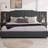 Cocoon Queen Size Upholstered Bed Frame with Velvet Headboard, Vertical Stripe & Button Design, Integrated Bedside Table & Adjustable Lamps, Modern Platform Bed - No Box Spring Needed-2004288350-2003282944