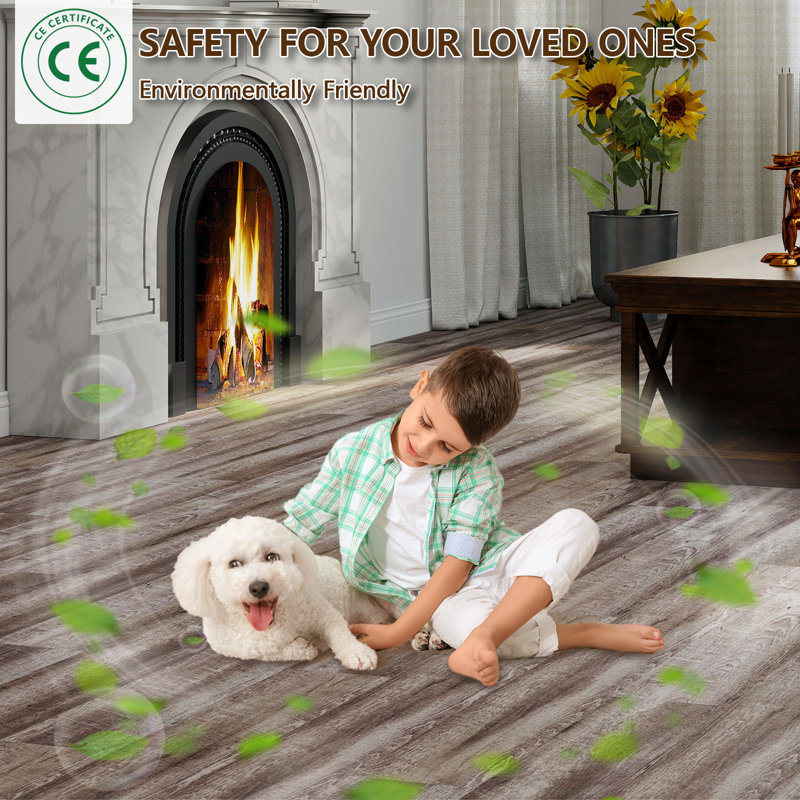 FLYFISH 6" x 36" Peel and Stick Floor Tiles, 1.2 mm Thick Vinyl Flooring, 36 Tiles, Aged Wood, Aged Wood