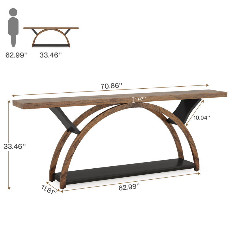 Jaival 70.86'' Console Table Sofa Table, Brown