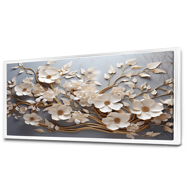 «White Orchid Tree Garden of Branches 7», reproduction d'art sur toile florale abstraite - reproduction d'orchidée sur toile