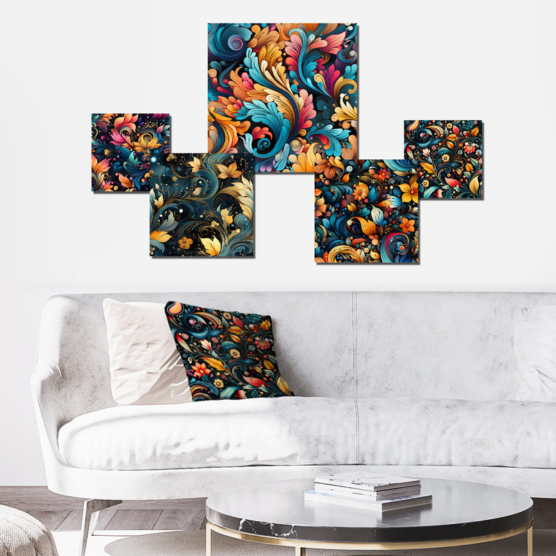 Sau - ensemble d'art mural floral de 5