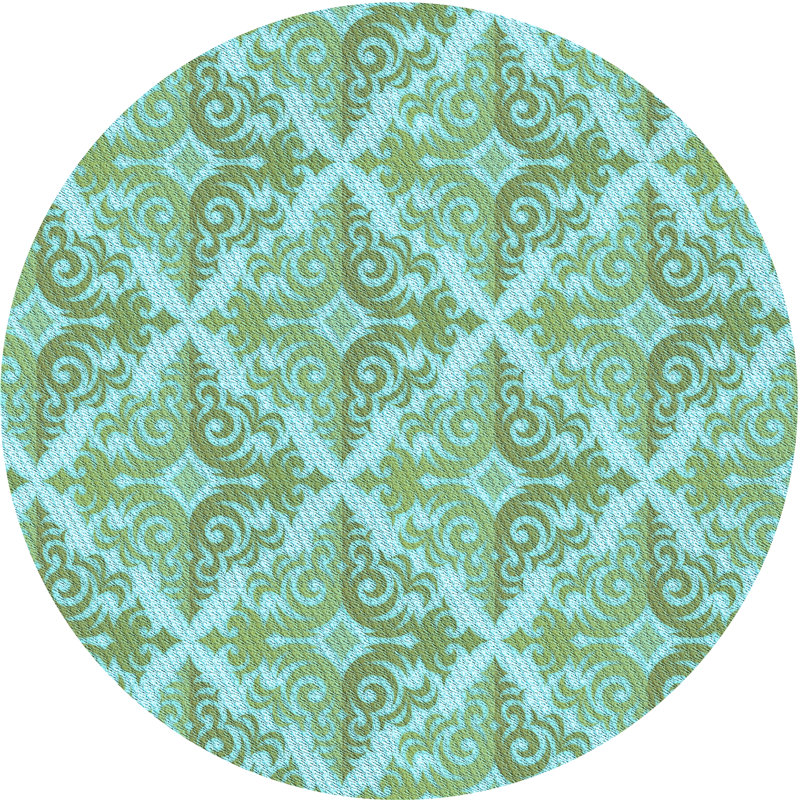 Tapis bleu clair en laine Damask, Rond 3 pi