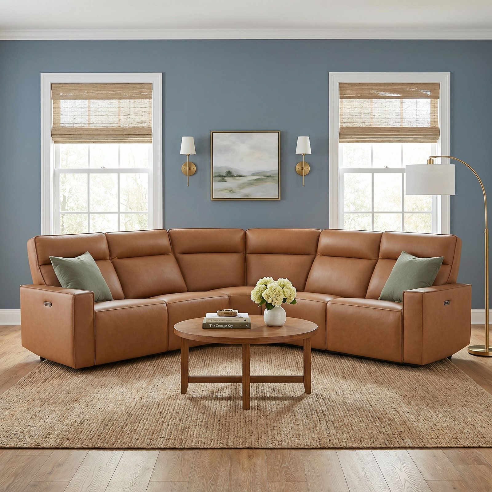 Phillipsburg Top Grain Leather Reclining Sectional, 39.37" H x 108.66" W x 78.35" D