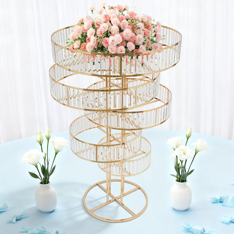 31.5''W Wedding Gold Crystal Flower Stand
