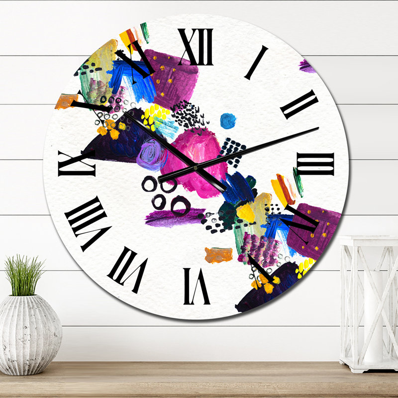 Multicolore motif de peinture sans soudure I - horloge murale moderne, Petit