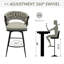 Ensemble de tabourets de bar 28 po en lin tissé à 28 po avec 4 tabourets à pieds noirs sans îlot de cuisine réglable, 360 tabourets de bar pivotants avec tabouret de bar et repose-pieds (gris)