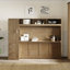 Lit escamotable double avec garde-robe, tiroirs et tablettes ouvertes, bois antique
