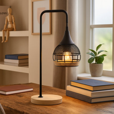 Lampe de table en bois massif Sabaah
