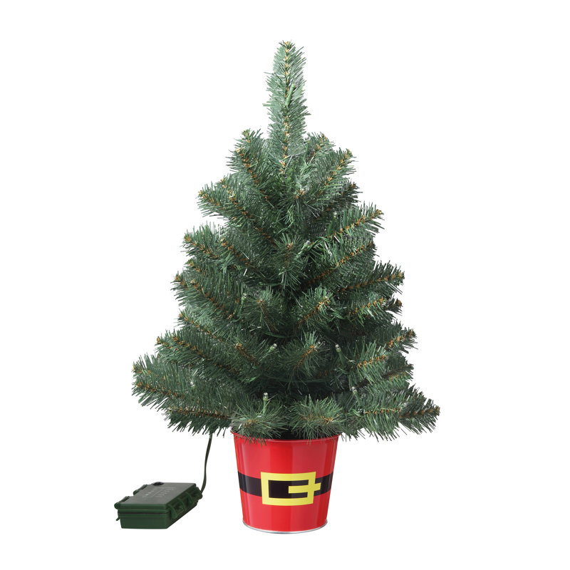  20 Inch Potted Night Tree, Classic Greenery with Clear Lights