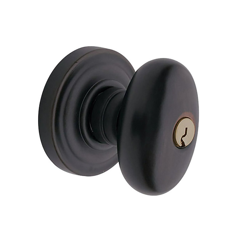 Keyed Egg Knob with Classic Rose, Oil Rubbed Bronze