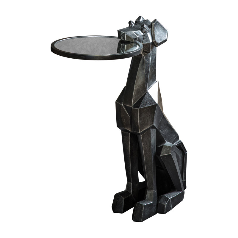Abas Glass Top Figurine End Table