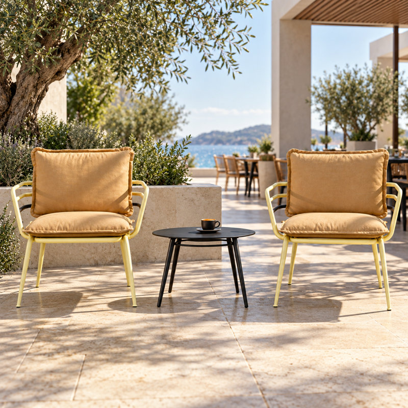 Holland White Outdoor Dining Table Aluminum and Steel Patio Table for Garden Terrace and Balcony Dining, White