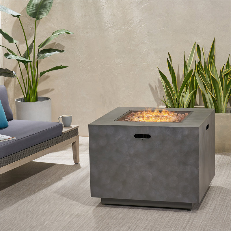 SQUARE IRON FIRE PIT-50 000 BTU, Stone Grey