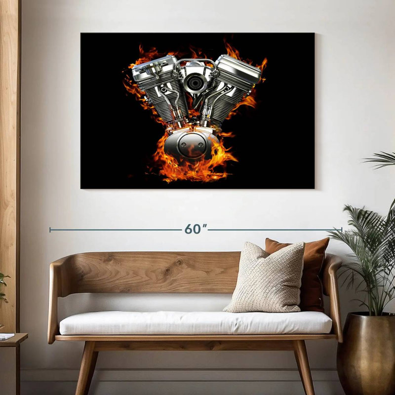 Mehar Blazing Motorcycle Engine, 32" H x 48" W