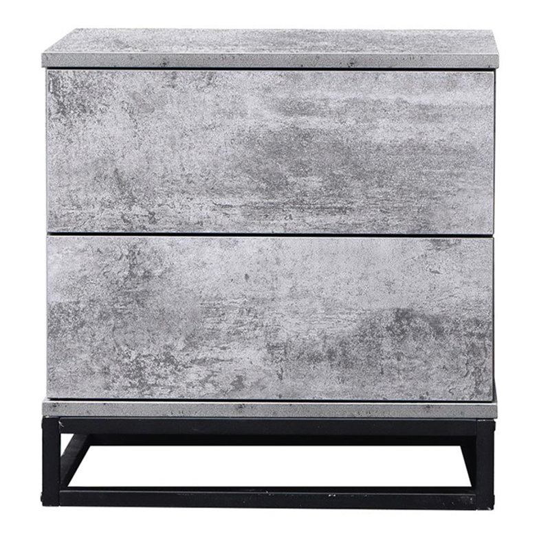 Bloomsbury 50cm W Manufactured Wood Bedside Table, Black/Iron Slate