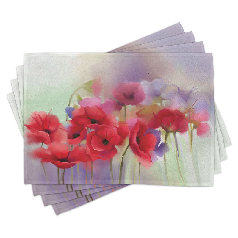 Ensemble de 8 napperons East Spring Home Poppy Flower
