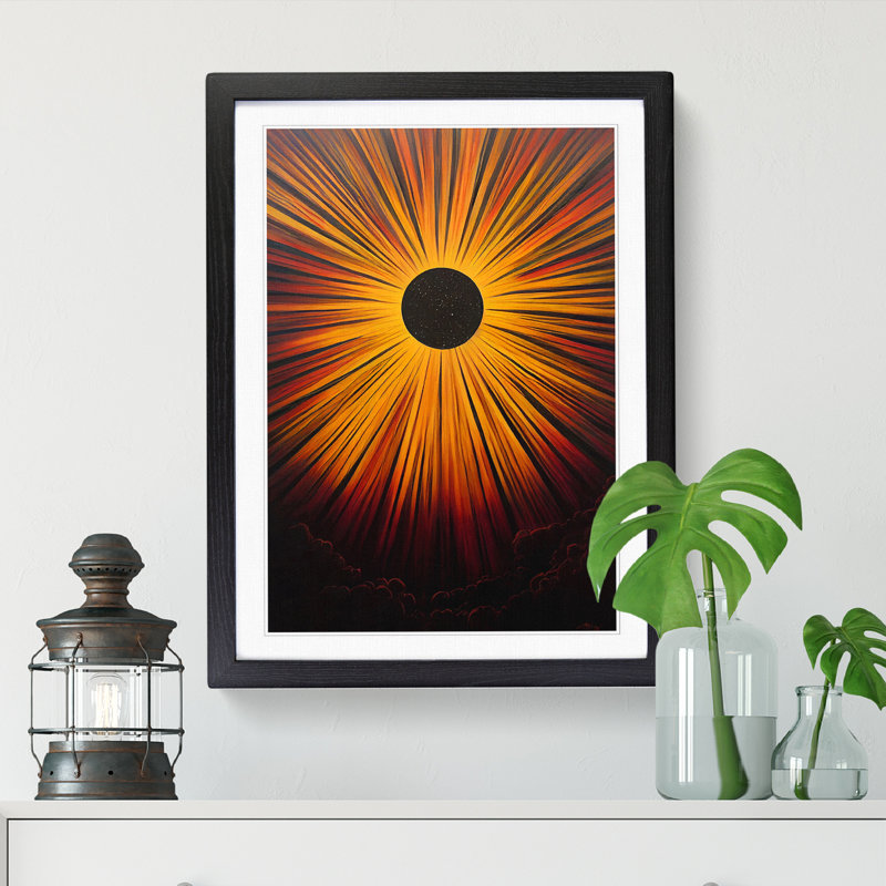 Sun Modern Art - Single Picture Frame Print, Black, 46cm H x 25cm W x 2cm D