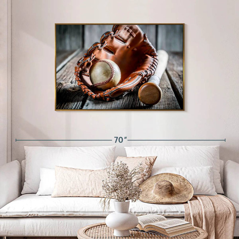 Baseball Basics, 19" X 13", Floating Frame Gold