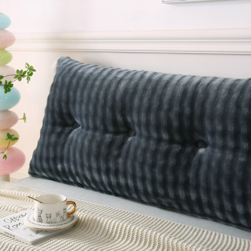 Coussin de tête de lit en fausse fourrure de lapin avec housse amovible, dossier moelleux pour travailler ou lire au lit