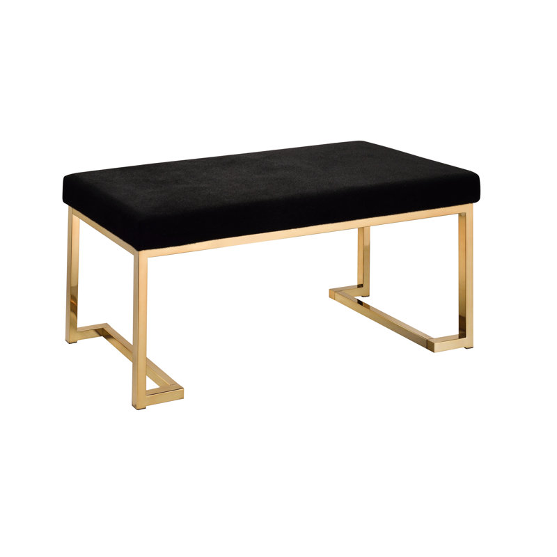 Black Fabric Bench With And Classy Champagne Gold Plating Base - Comfortable & Stylish