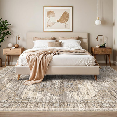 Washable Area Rugs - Large Rugs for Living Room Stain Resistant Carpet Vintage Rugs for Bedroom with Non Slip Backing Home Decor Floor Decoration Mat