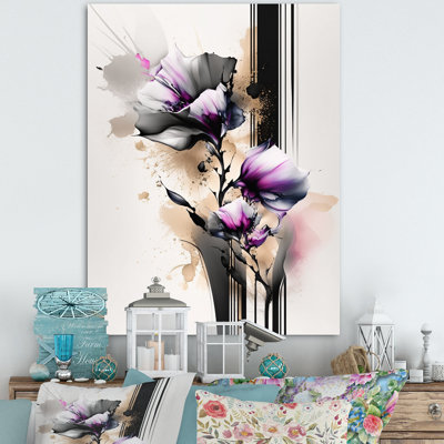 Pink Orchid Flower on Abstract Fusion II - Painting on Canvas -  Red Barrel StudioÂ®, 08CEE78EE94D4183B0B5AEB7E688ED49