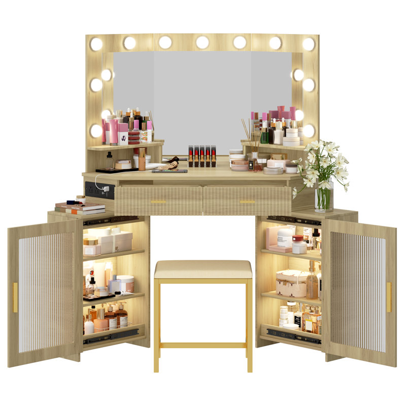 Dressing Table with Mirror, Oak