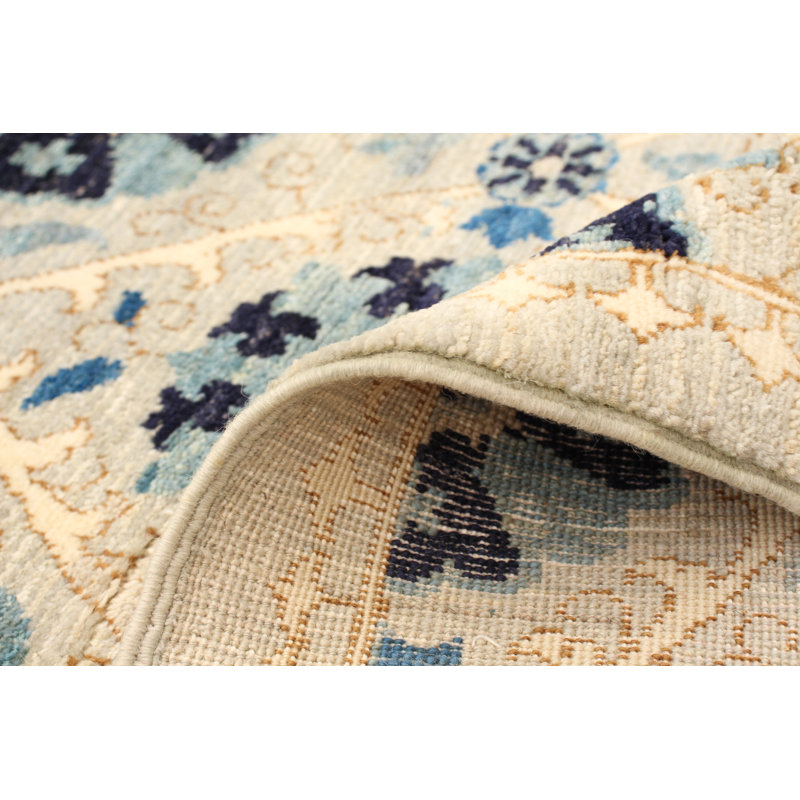 Tapis crème en laine noué à la main Deluna, Rectangle 3 pi 1 po x 5 pi 2 po