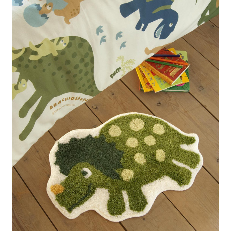 Dino Shaped Rug Green, Novelty 40 x 60cm