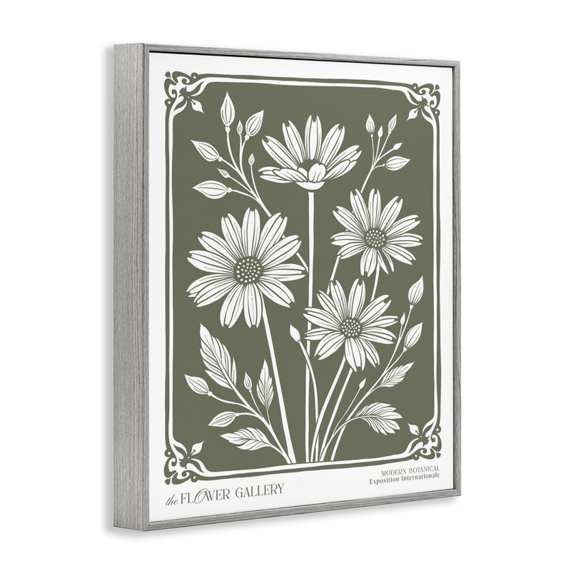 Estampe numérique encadrée Minimal Daisies on Green, H 14 po x l 11 po, Estampe numérique Farmhouse