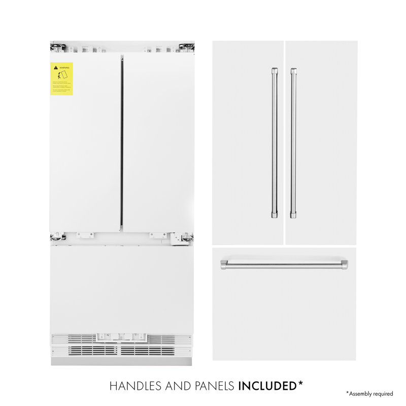 ZLINE 36" Built-In 3-Door French Door Refrigerator with Internal Water and Ice Dispenser, White Matte