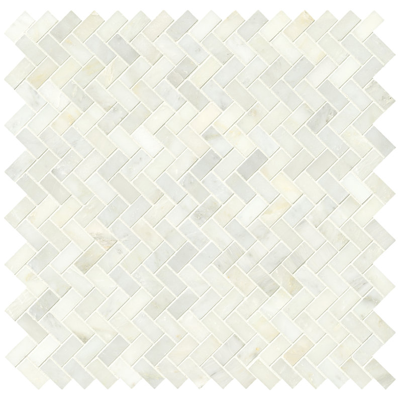 Iona Mist Herringbone 12 in. x 12 in. Polished Marble Mosaic Floor and Wall Tile