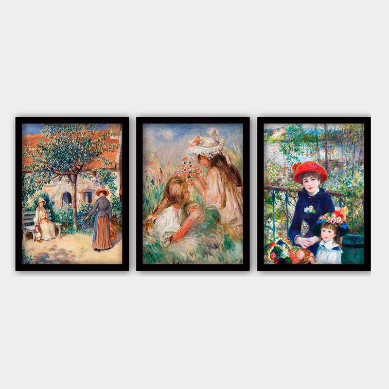 Elegant Decorative Framed Painting Set (3 Pieces), 13.8 x 17.7 inches Each | 100% Wooden with 100% Polystyrene Frame (Thickness: 0.8 inches) | UV Digital Printing, Perfect for Living Room & Home Décor