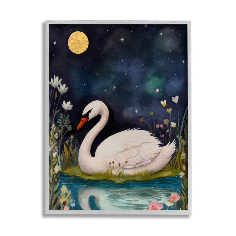 «Sleeping Swan Night Sky», reproduction de photo sur toile, H 14 po x l 11 po x P 1,5 po, Estampe numérique Farmhouse