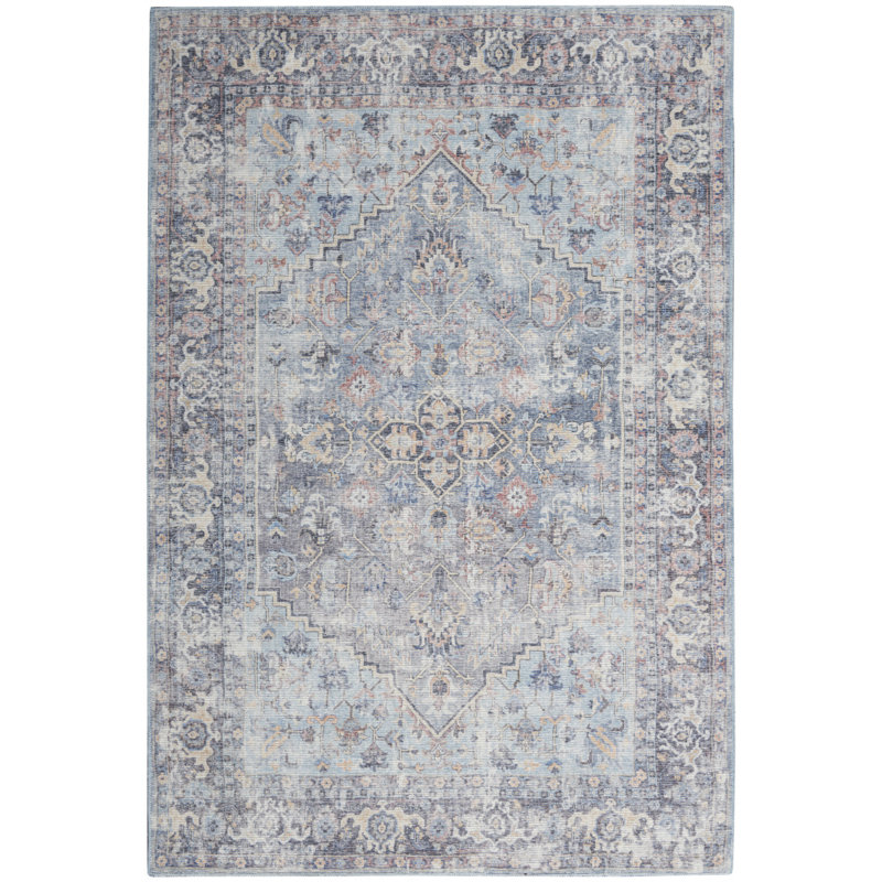 Tapis gris clair et bleu délavé délavé