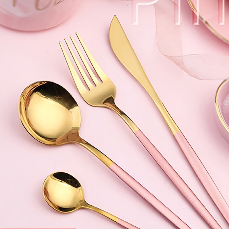Ebern Designs Benehaley Stainless Steel Flatware Set, Pink