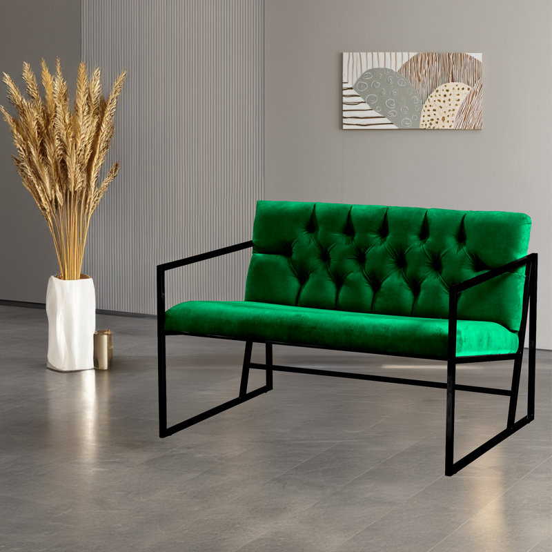 2-Seat Sofa, Black, Green