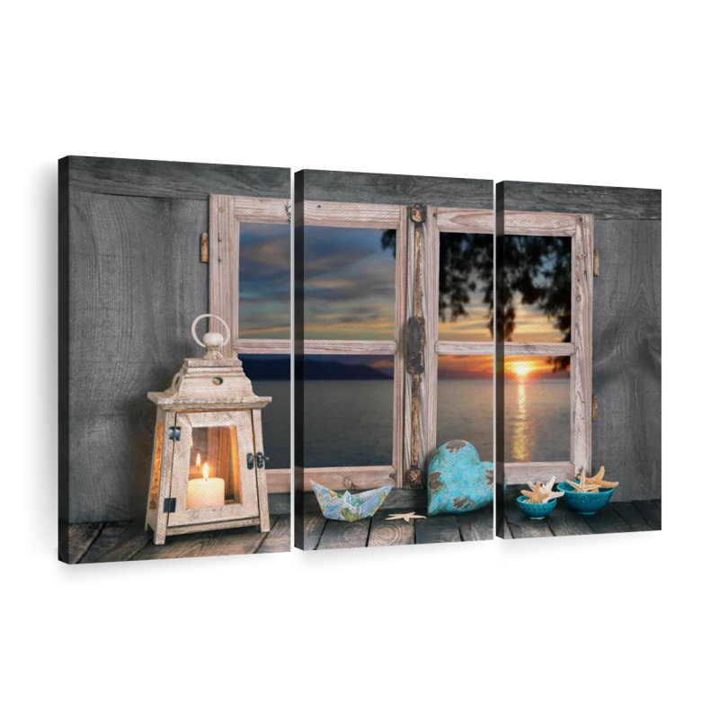 Ensemble de 3 pièces de fenêtre nautique sur toile, H 23 po x l 14 po x P 1 po