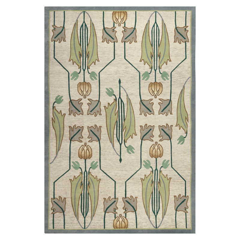 Rennie Tulip Rug, Ivory, Rectangle 4' x 6'