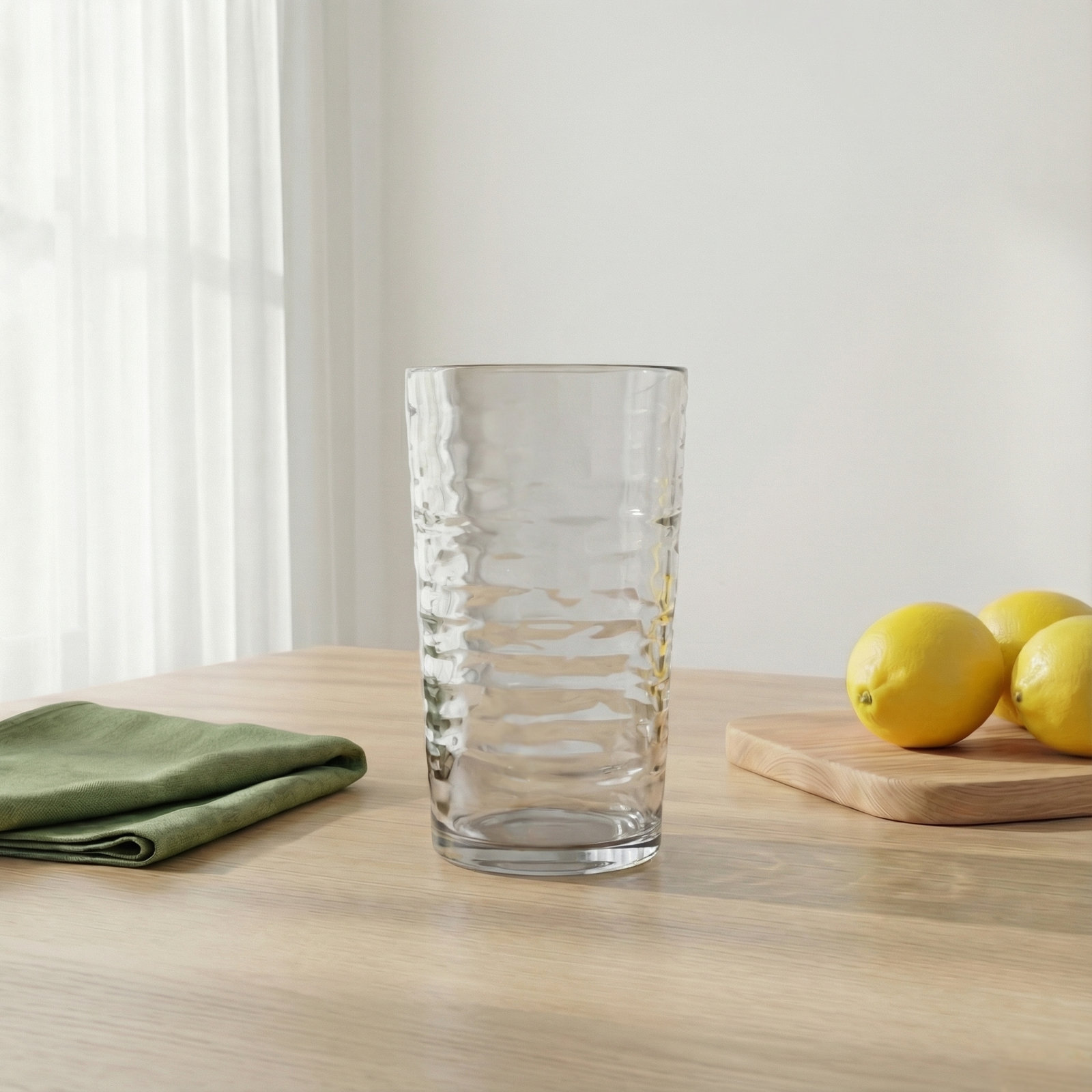 Celise Ribbed Drinking Glass, 6.2, Gray