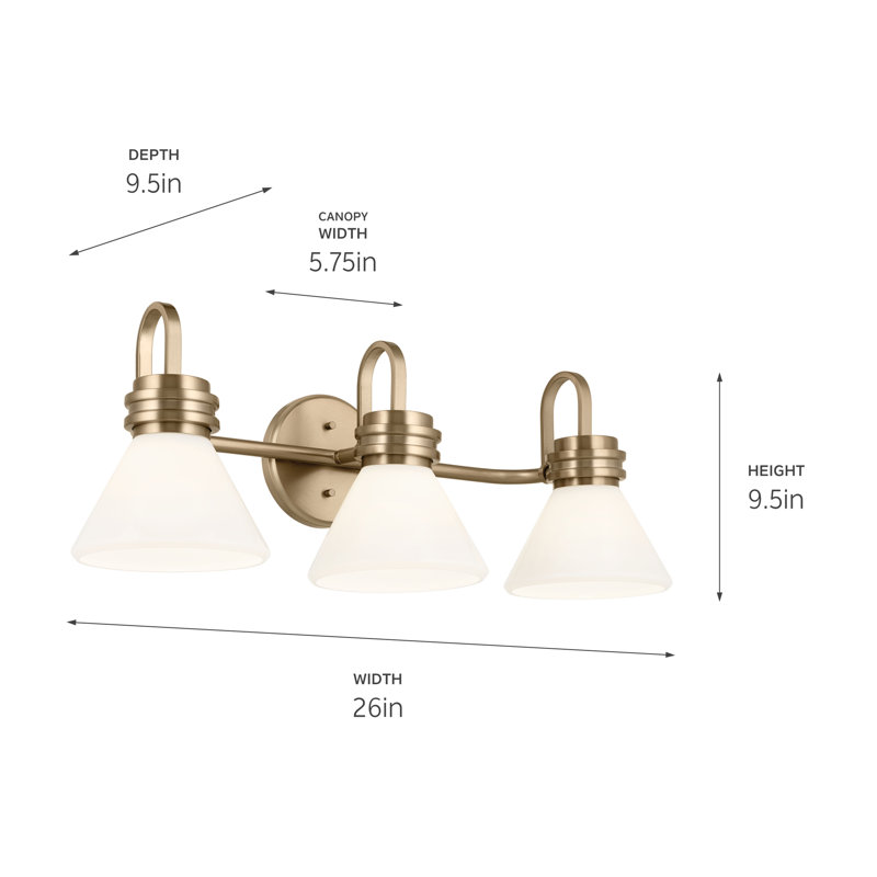 Champagne Bronze 26" Vanity Light with Opal Glass Shades
