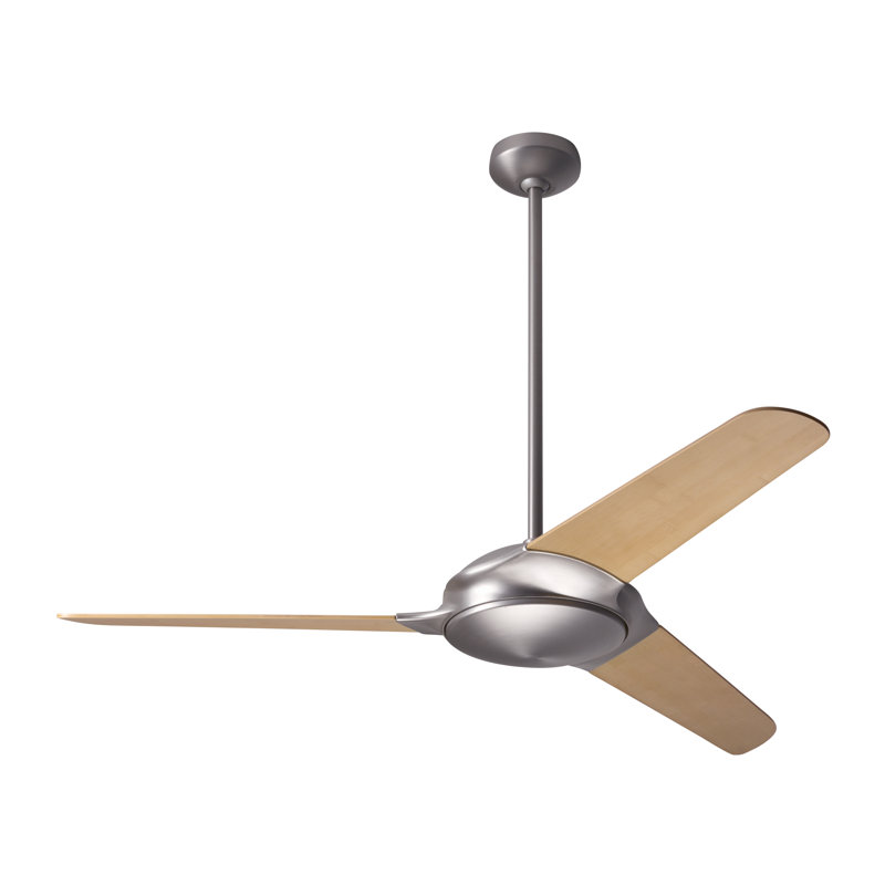 Downrod Ceiling Fan, Bamboo, Handheld Remote Control (2-wire), Matte Nickel