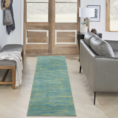 Tapis intérieur / extérieur bleu / vert Mullican Sandy